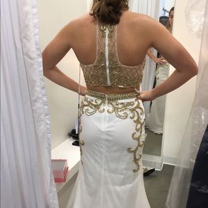 White and Gold 2-Piece Prom/Formal Dress
